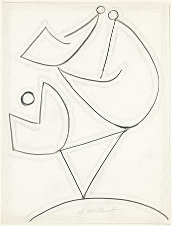 ABRAHAM WALKOWITZ Three abstract pencil drawings.